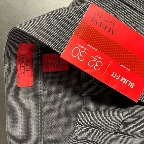 Alfani Men's Grey Black Striped Slim Fit Pants - Size 34 x 30 - NWT - Picture 2 of 5